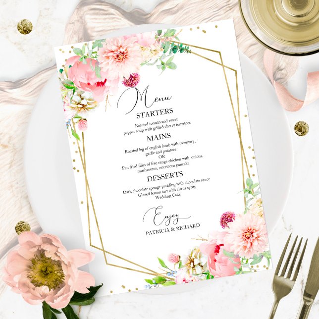Papier Élégant Blush Floral Geometrique Budget Mariage Me (Créateur téléchargé)
