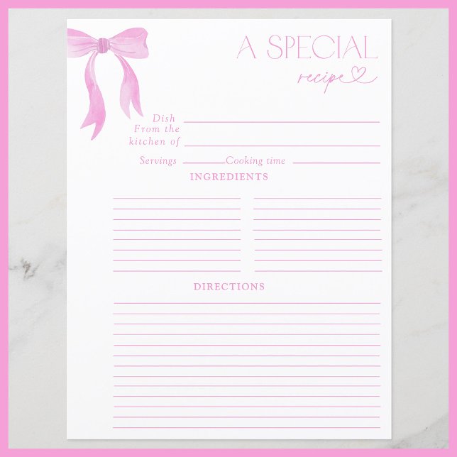 Papier Elégant Bow rose Fête des mariées d'aquarelle Rece (Créateur téléchargé)