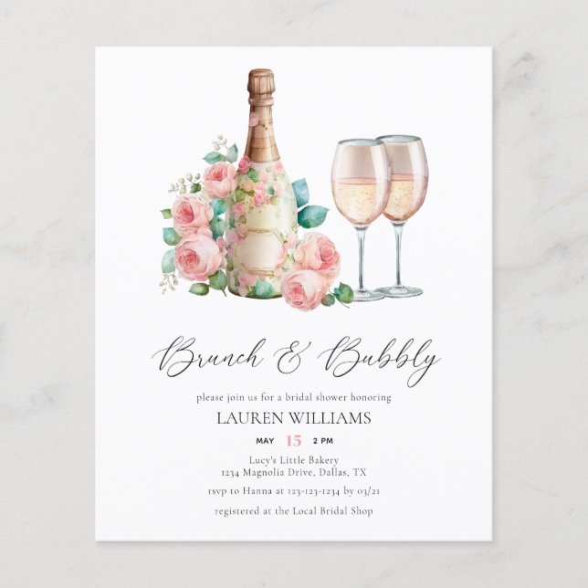 Papier Elégant Brunch au champagne et Fête des mariées mo (Devant)