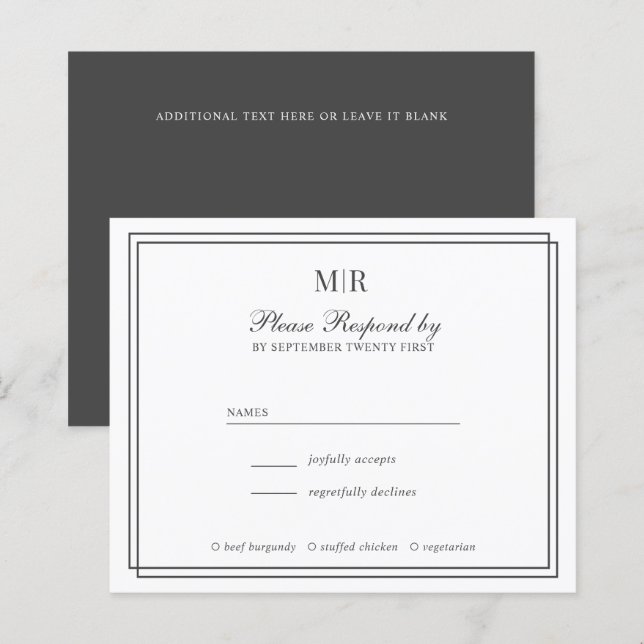 Papier Élégant budget double frontière Monogramme mariage (Devant / Derrière)