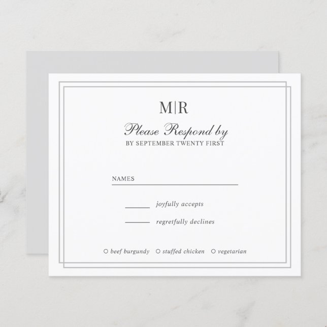 Papier Élégant budget double frontière Monogramme mariage (Devant / Derrière)
