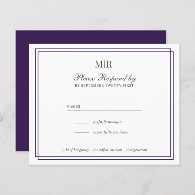 Papier Élégant budget double frontière Monogramme mariage (Devant / Derrière)