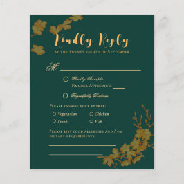 Papier Élégant budget Emerald Green & Gold Floral RSVP