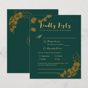 Papier Élégant budget Emerald Green & Gold Floral RSVP