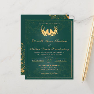 Papier Élégant budget Emerald Green Mariage or