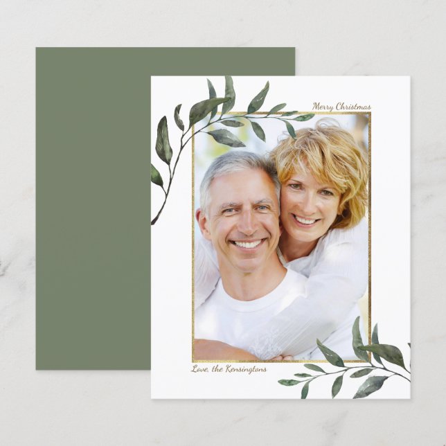 Papier Elégant budget Eucalyptus Noël photo de vacances (Devant / Derrière)