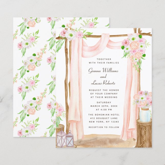 Papier Elégant budget extérieur Mariage floral (Devant / Derrière)