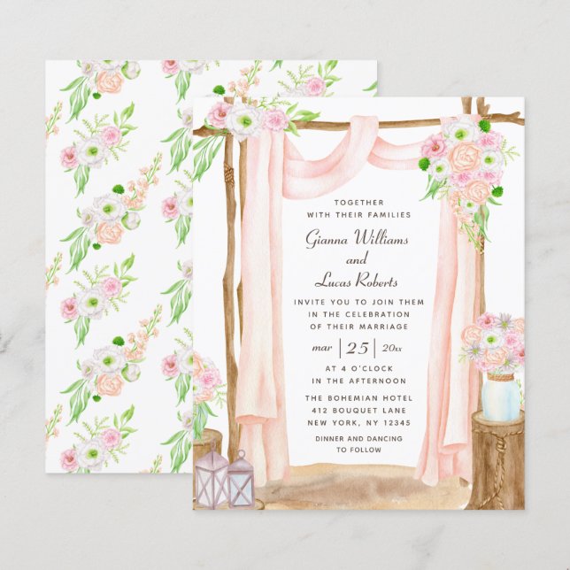 Papier Elégant budget extérieur Mariage floral (Devant / Derrière)