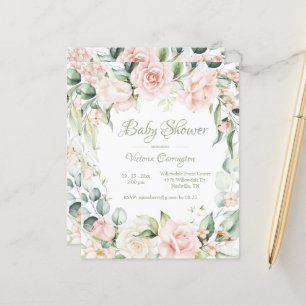 Papier Elégant budget Floral Aquarelle Baby Invitation