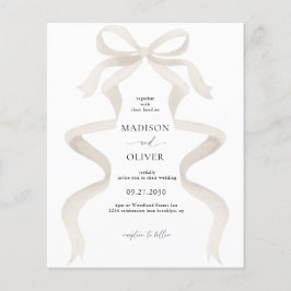 Papier Élégant BUDGET ivoire Beige Bow Monogramme Mariage
