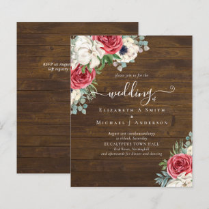 Papier Élégant budget Mariage rouge blanc bleu floral