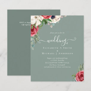 Papier Élégant budget Mariage rouge blanc bleu floral