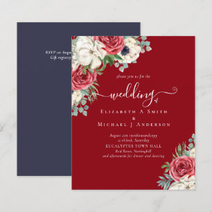 Papier Élégant budget Mariage rouge blanc bleu floral