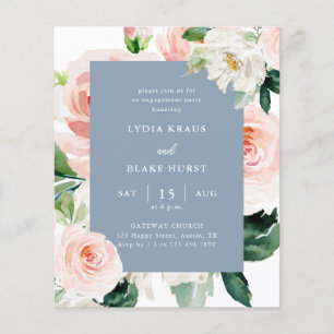 Papier Élégant budget rose bleu floral parti d'engagement