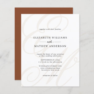 Papier Élégant budget Script Terracotta Monogram Mariage