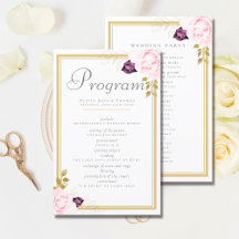 Élégant cadre classique or Rose Floral Mariage
