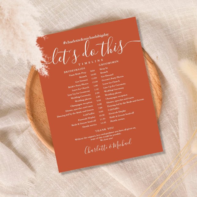 Papier Elégant calendrier de Mariage Terracotta (Créateur téléchargé)