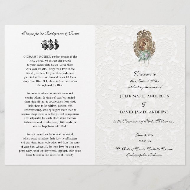 Papier Élégant catholique traditionnel mariage de masse p (Devant)