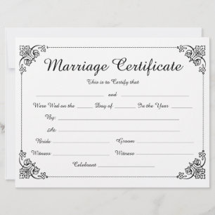 Papier Élégant certificat de mariage de bordures florales