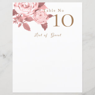 Papier Élégant Chic Rose Mariage Blank Seating Chartes