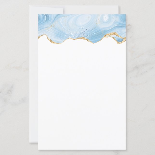 Papier Élégant Cool Bleu Agate avec ruban Parties scintil (Devant)