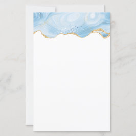 Papier Élégant Cool Bleu Agate avec ruban Parties scintil