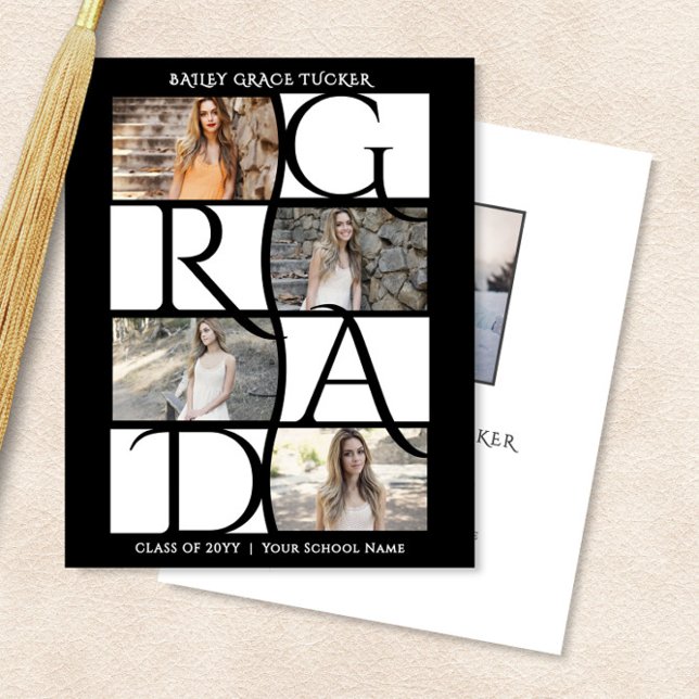 Papier Élégant Diplômé 5-Photo noir & blanc (Créateur téléchargé)