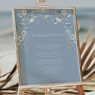 Papier Elégant Dusty Blue Flowers Floral Mariage Détails