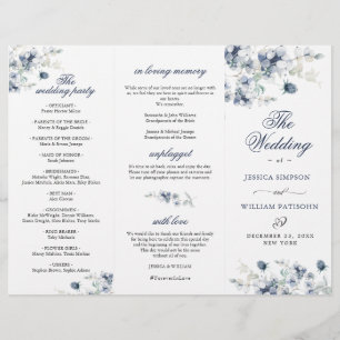 Papier Élégant Dusty Blue Winter Wedding Ceremony Program
