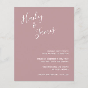 Papier Elégant Dusty Rose moderne Budget Mariage Inviter