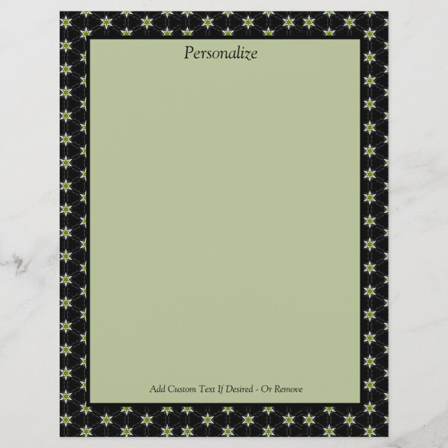 Papier Elégant et tendance Etoiles vertes et noires Perso (Devant)