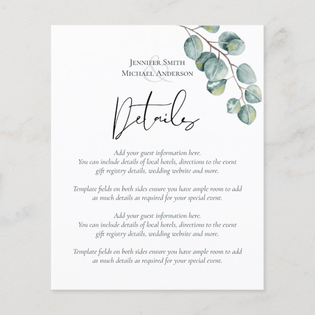 Papier Elégant Eucalyptus Détails Mariage Boîtier (Devant)