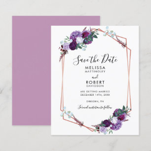 Papier Élégant Faire-part Floral Violet à la Main pour Sa