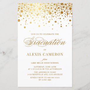 Papier Élégant Faux Gold Foil Confetti Invitation