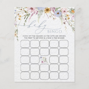 Papier Élégant Fleur sauvage Baby Bingo Game Card