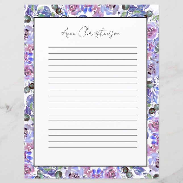Papier Elegant Floral Monogram Stationery Paper (Devant)