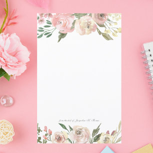 Papier Élégant floral rose rose rose Personnalisé station