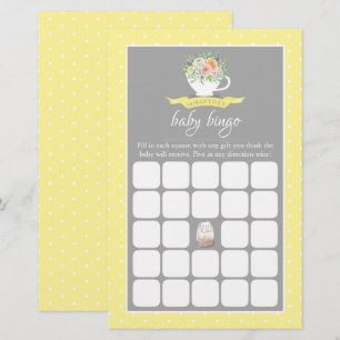 Papier Elégant Floral Teacup Baby shower Tea Party Bingo