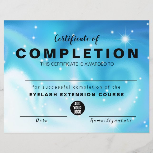 Papier Élégant Glam Iradiscent Certificat d'achèvement (Devant)