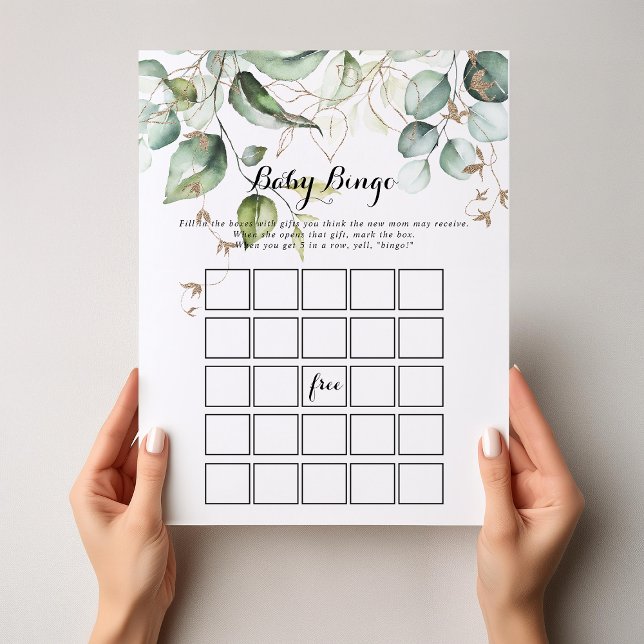 Papier Elégant Gold Green Baby Bingo Douche Jeu (Créateur téléchargé)