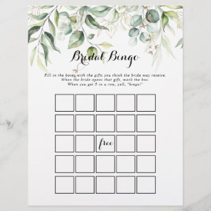Papier Élégant Gold Green jeu de bingo nuptiale