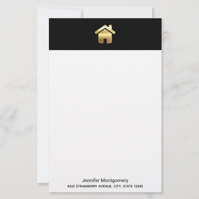 Papier Elegant Gold House Symbole Real Estate Design (Devant)