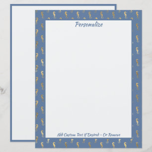 Papier Elégant Gold Seahorses Ocean Beach Thème