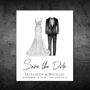 Papier Élégant Gown Tuxedo Budget Enregistrer La Date