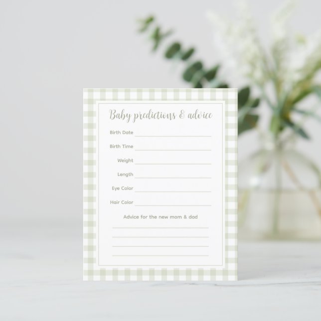 Papier Elégant Green En vichy Baby shower de deviner jeu (Debout devant)