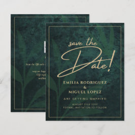 Papier Elegant Green Gold Enregistrer la date QR Code RSV