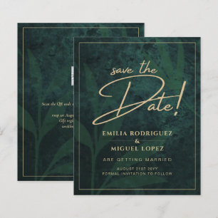 Papier Elegant Green Gold Enregistrer la date QR Code RSV