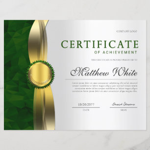 Papier Elegant Green Gold Professional Award