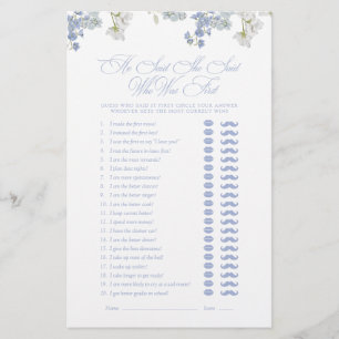 Papier Élégant, Il A Dit Qu'Elle A Dit Blue Script Showga