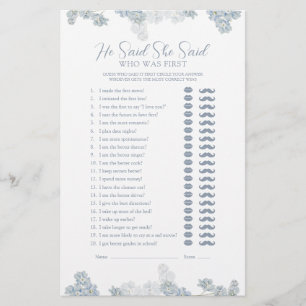 Papier Élégant Il Dit Qu'Elle A Dit Dusty Blue Douche Jeu